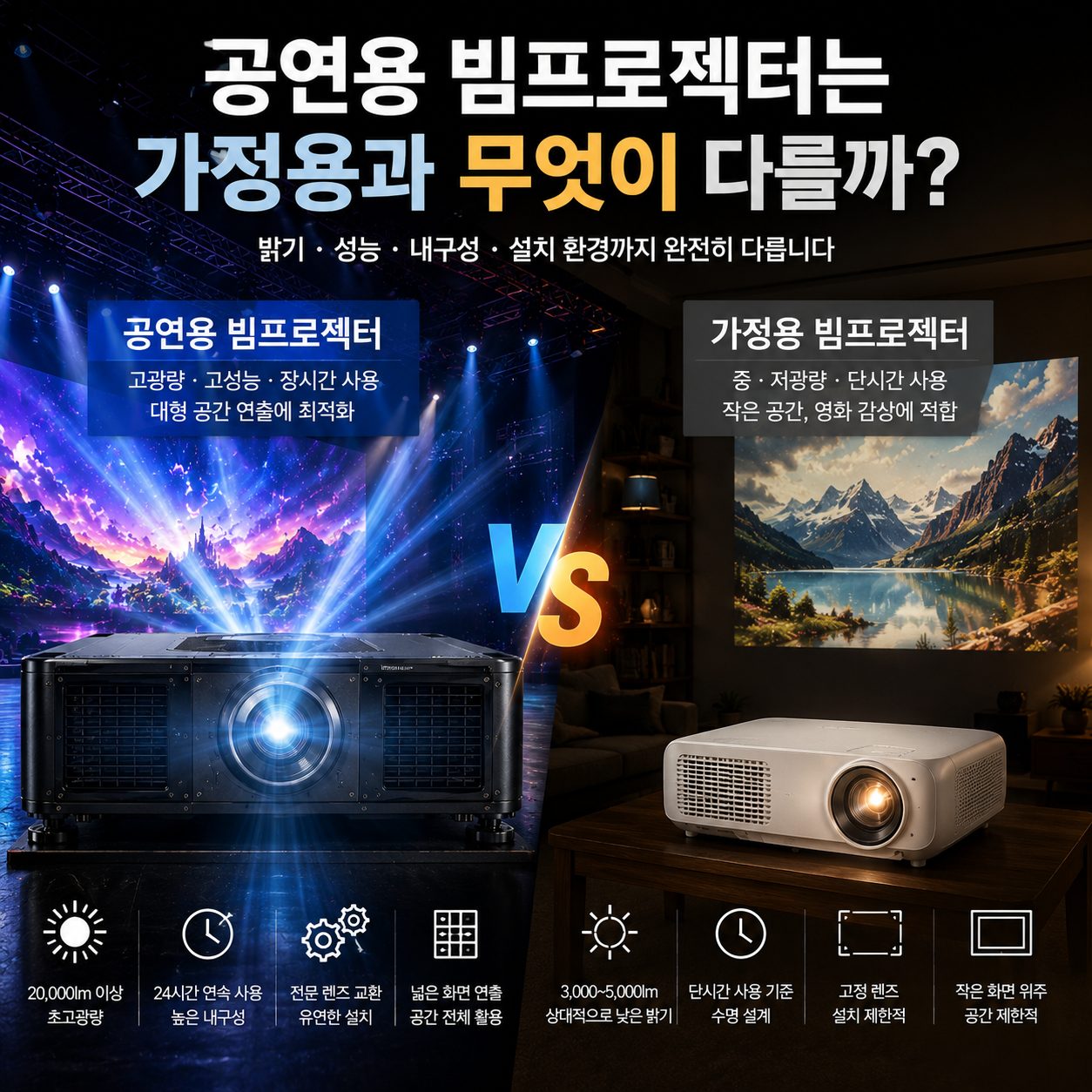 공연용과 가정용 빔프로젝터 무엇이 다를까?