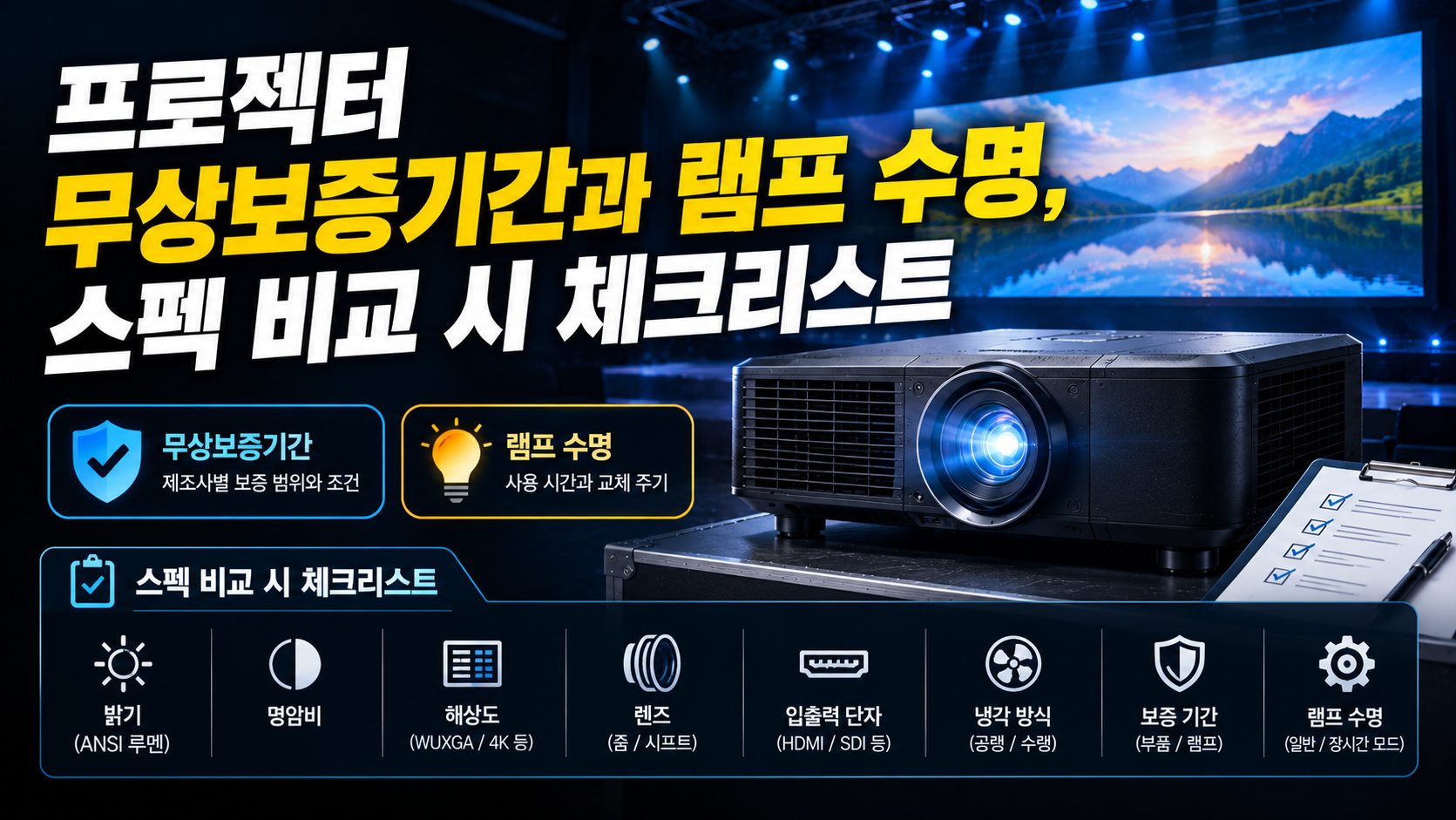 프로젝터 무상보증기간과 램프 수명, 스펙 비교 시 체크리스트